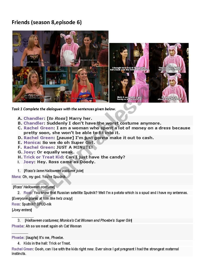 Friends S8E6 Halloween worksheet