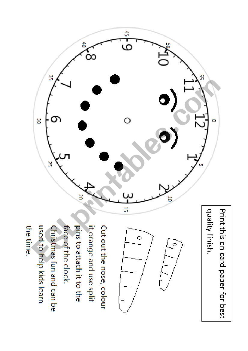 Telling the time - Clock faces split pin craft (Christmas themed)