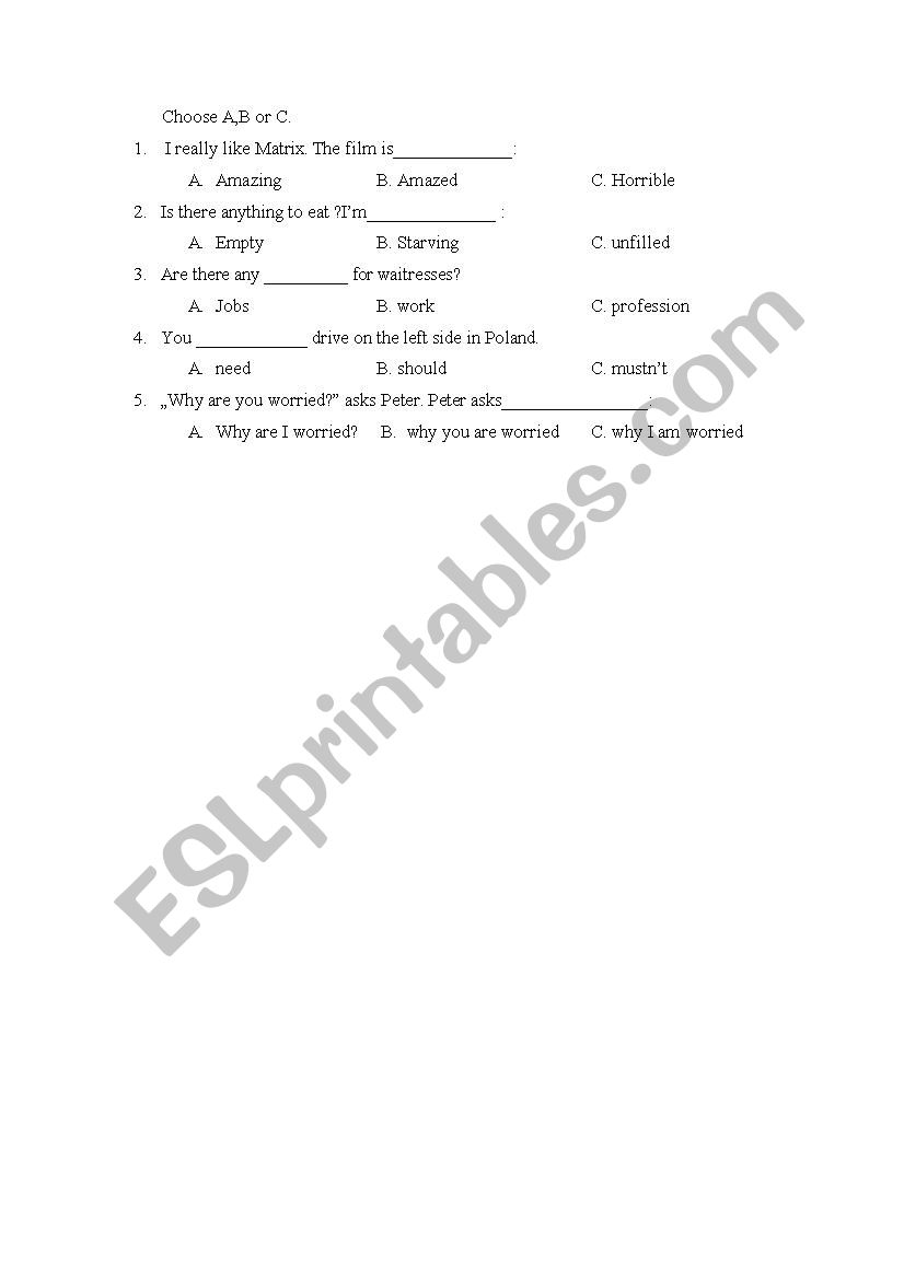 TEST worksheet