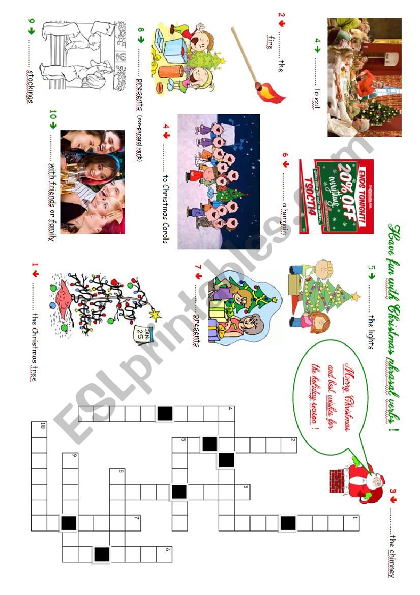 christmas and phrasal verbs worksheet