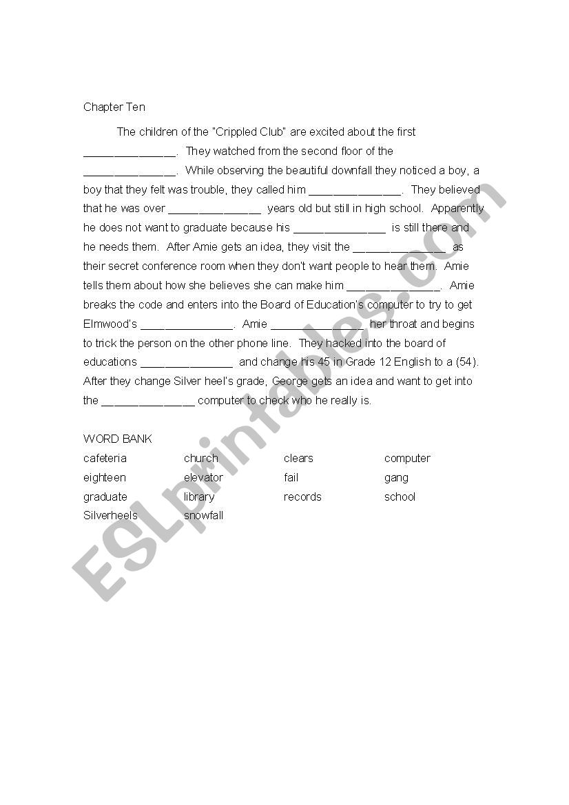 Absolutely Invincible Chapter Ten Cloze Activity