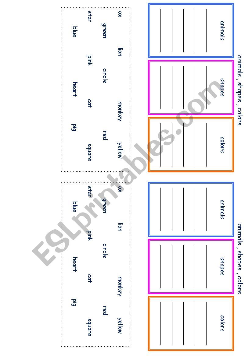 animal color shape worksheet