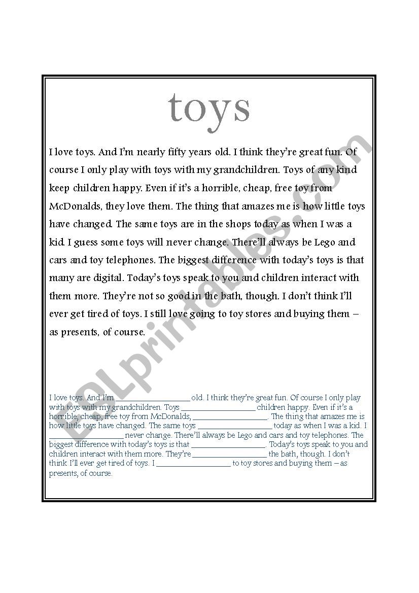 toys  worksheet