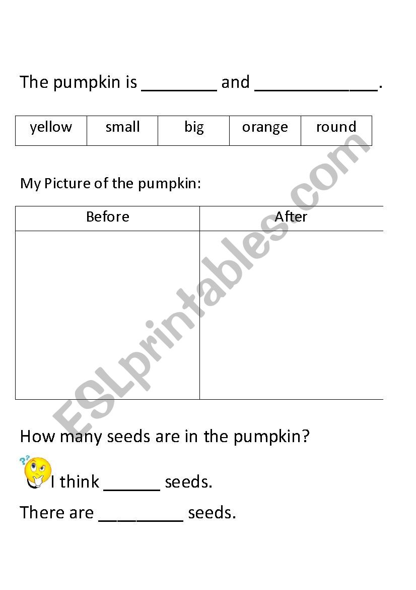 Carving a Pumpkin worksheet