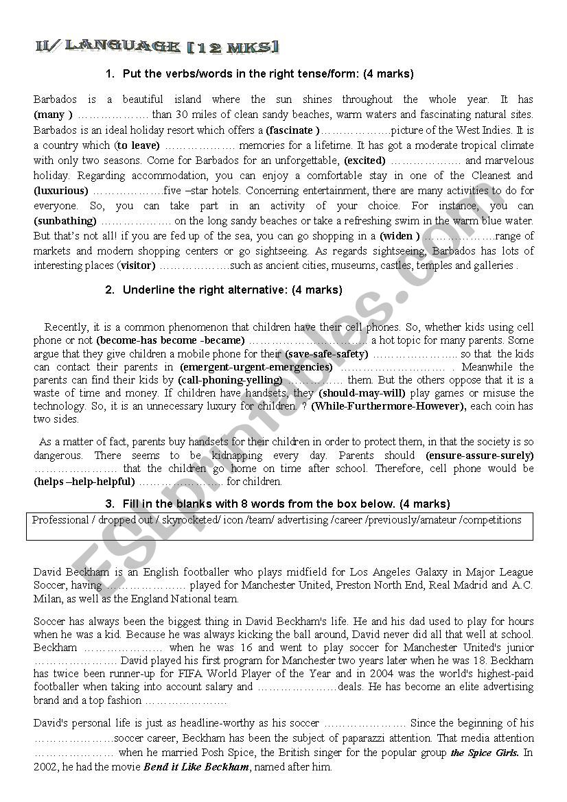 mid seemester test 2 2nd year worksheet