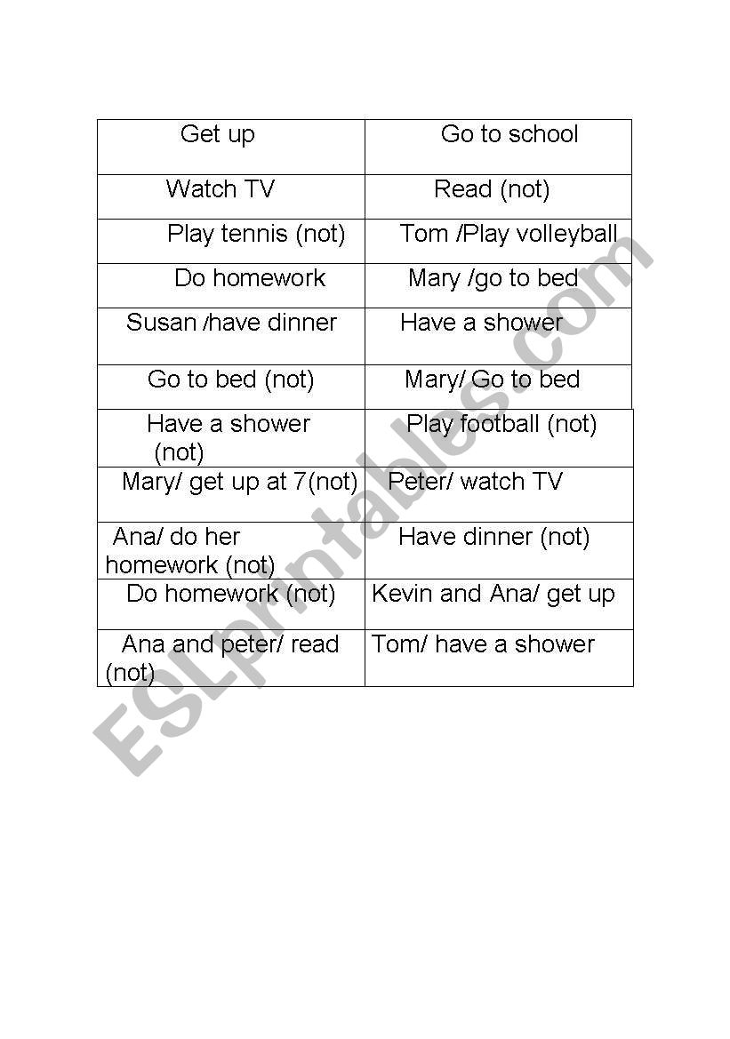 Cards for teaching simple present