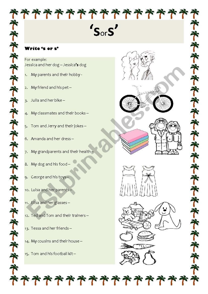 Apostrophe S worksheets worksheet