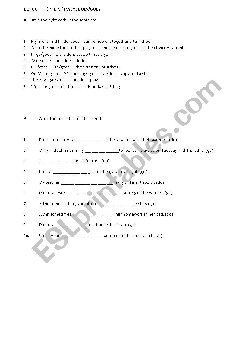 Do Go Simple Present Does Goes Esl Worksheet By 58pattpatt Do Go Simple Present Does Goes Esl Worksheet By 58pattpatt