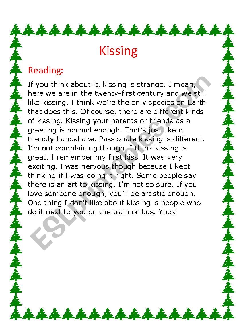 KISSING worksheet