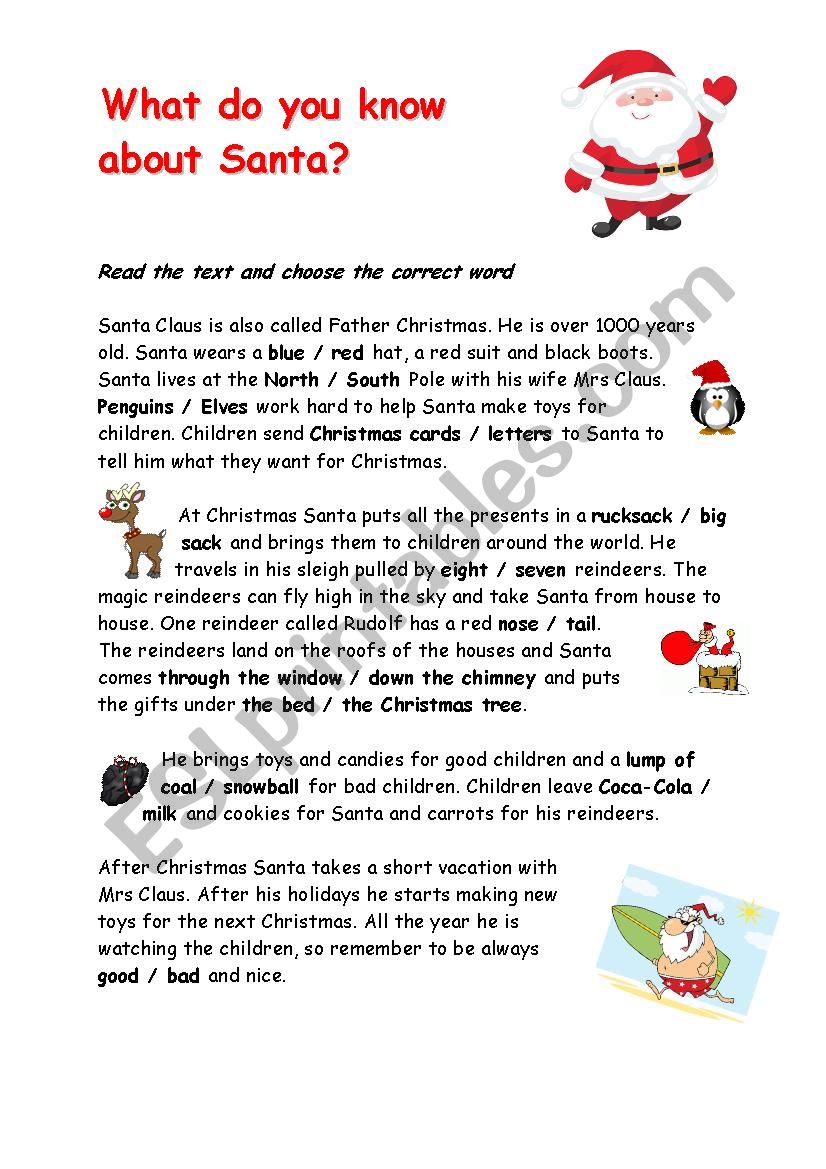 What do you know about Santa? worksheet