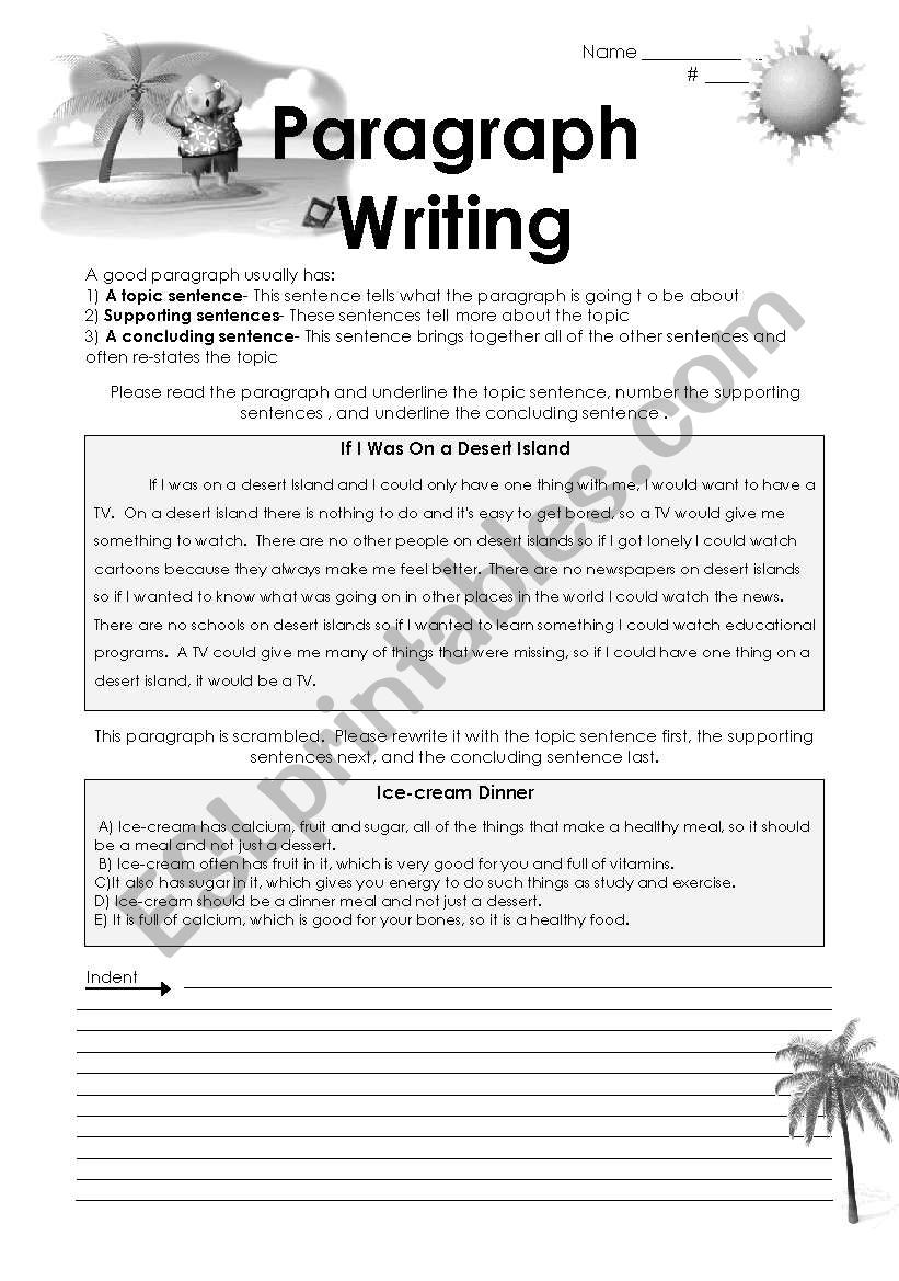 paragraph writing esl activities