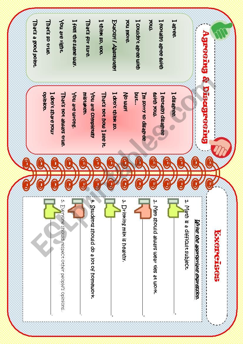 Agreeing & Disagreeing worksheet