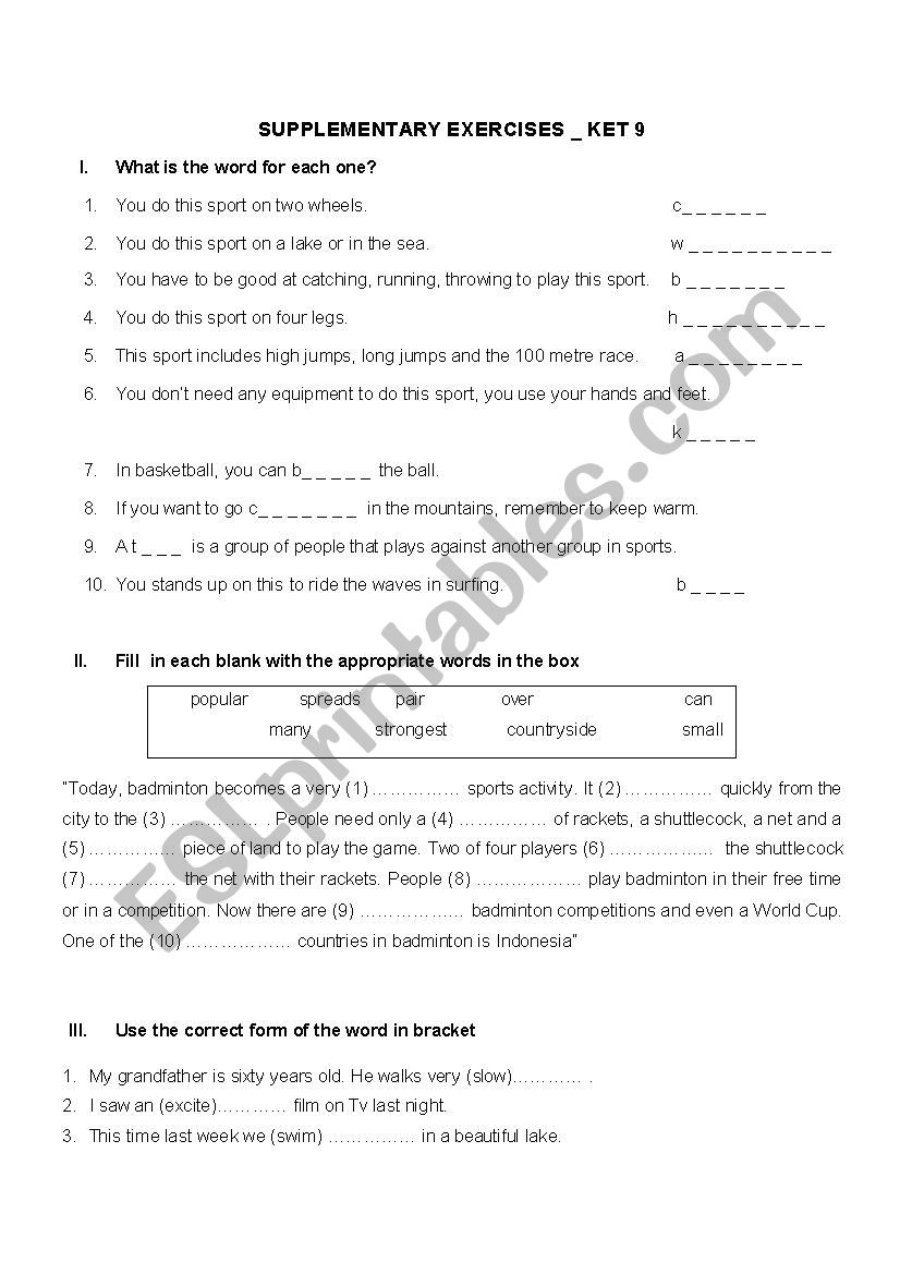 Practice KET worksheet