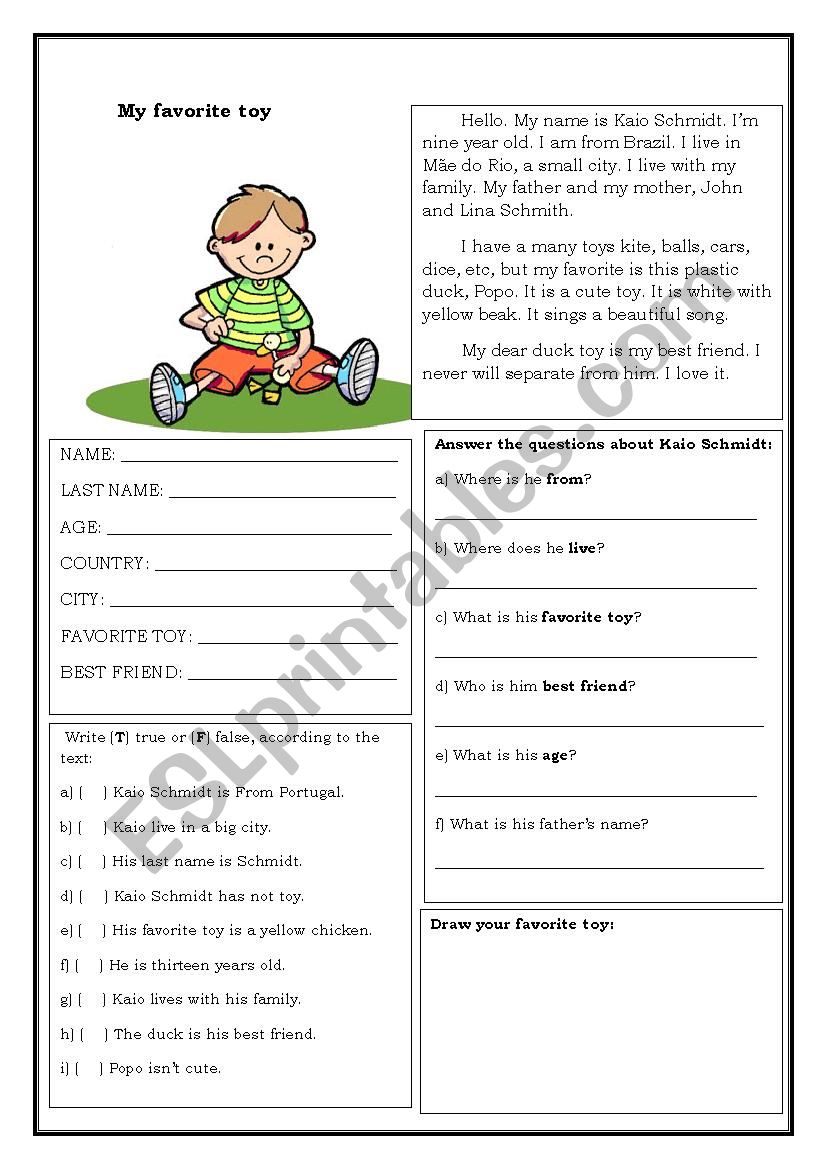 Text and comprehension worksheet