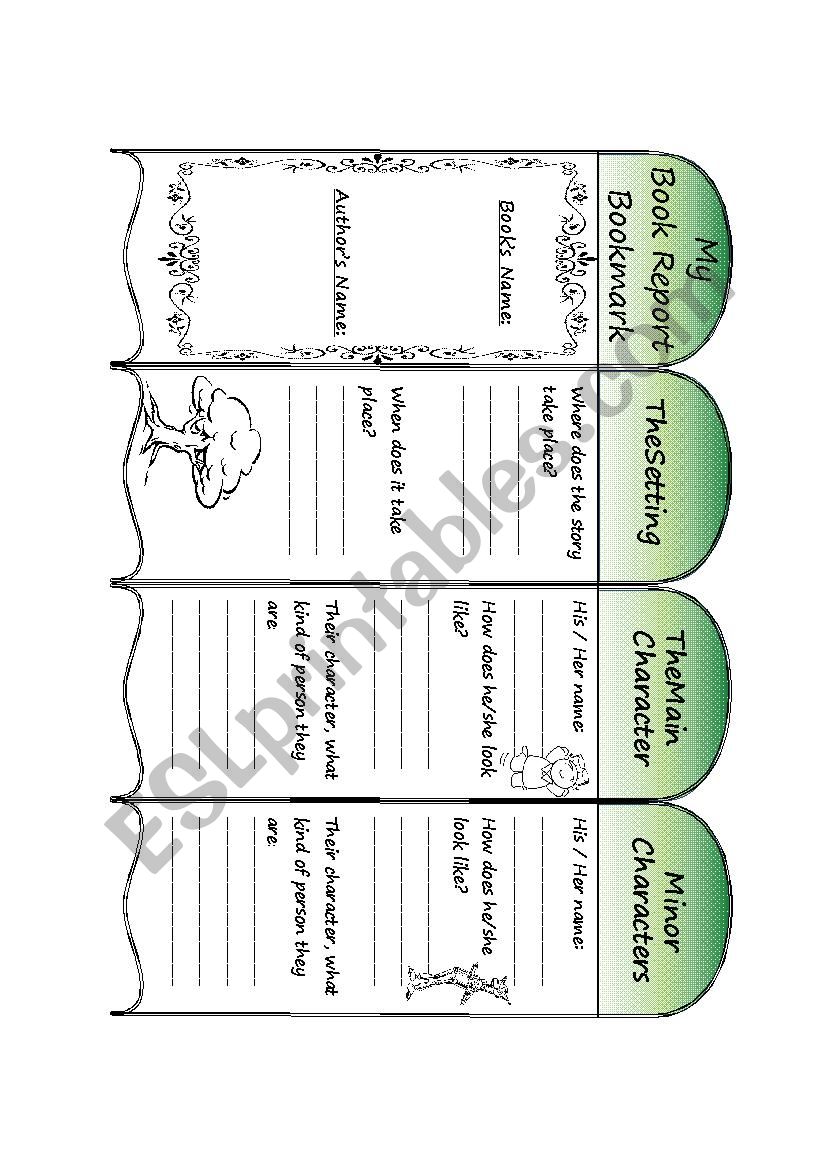 My Book Report Bookmark worksheet