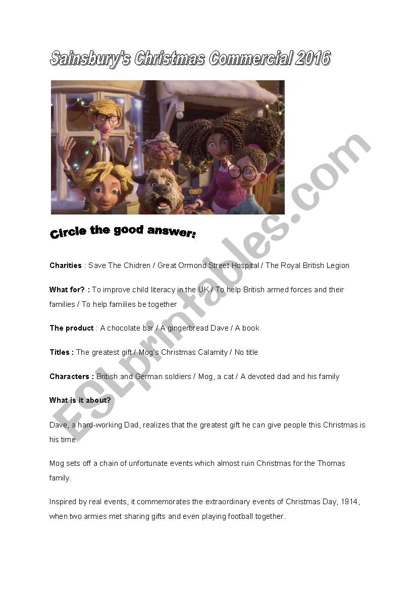 Video Activity: A video Advert by Sinsburys Part 3/3