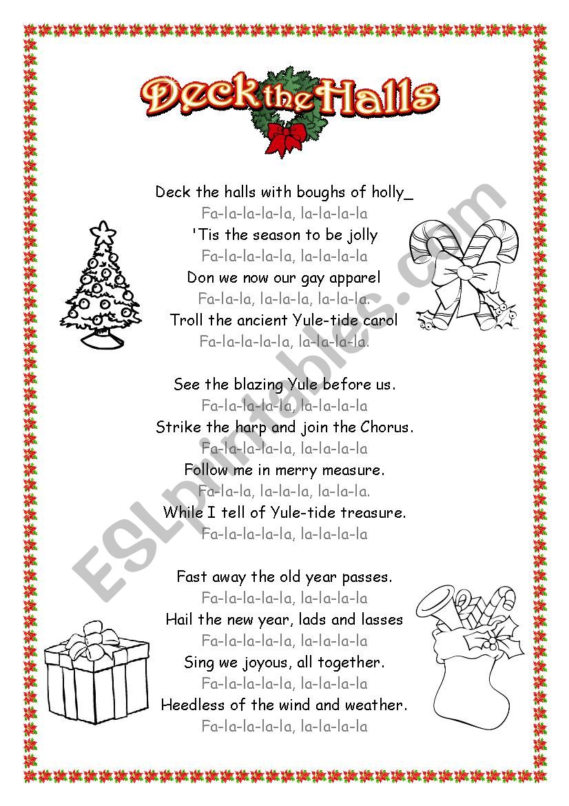 Deck the Halls worksheet