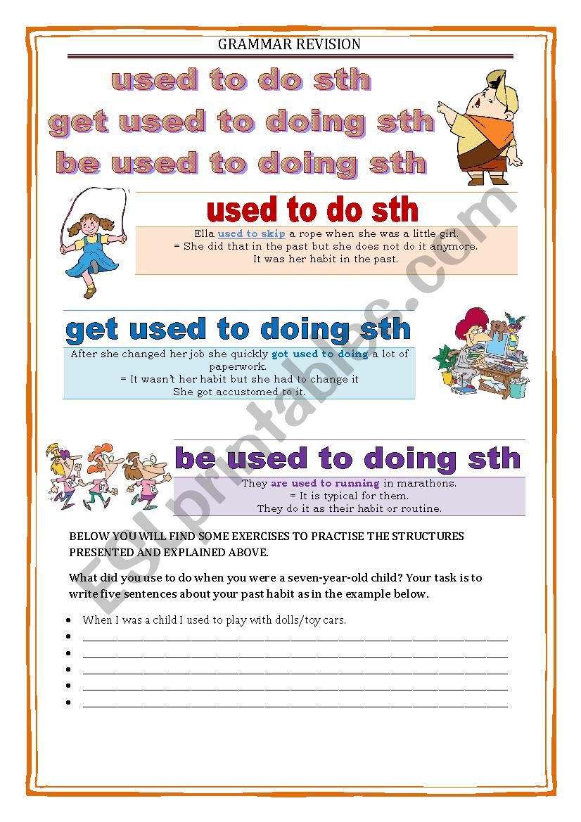 GRAMMAR REVISION - used to, get used to, be used to