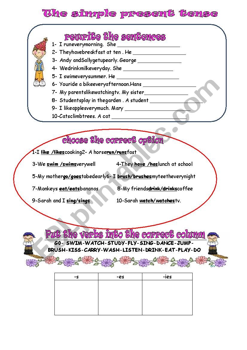 simple present tense worksheet