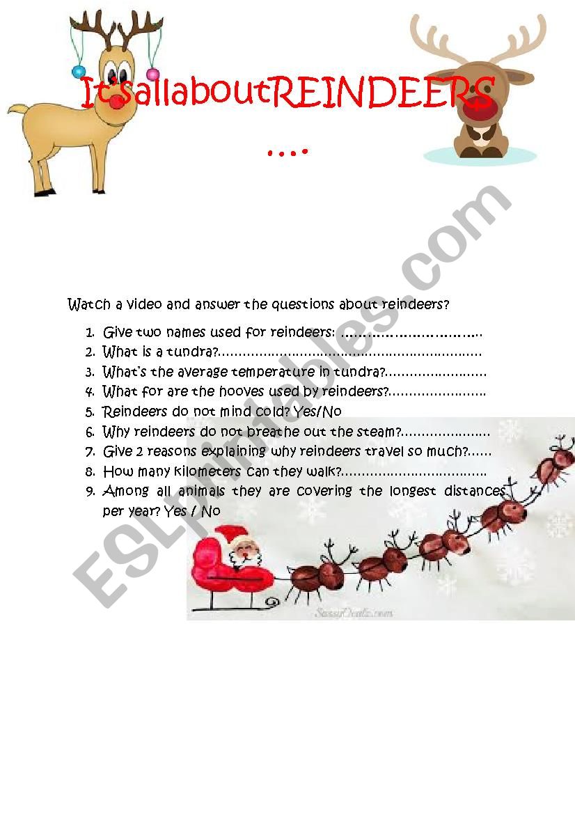 its all about reindeers  video for intermediate students