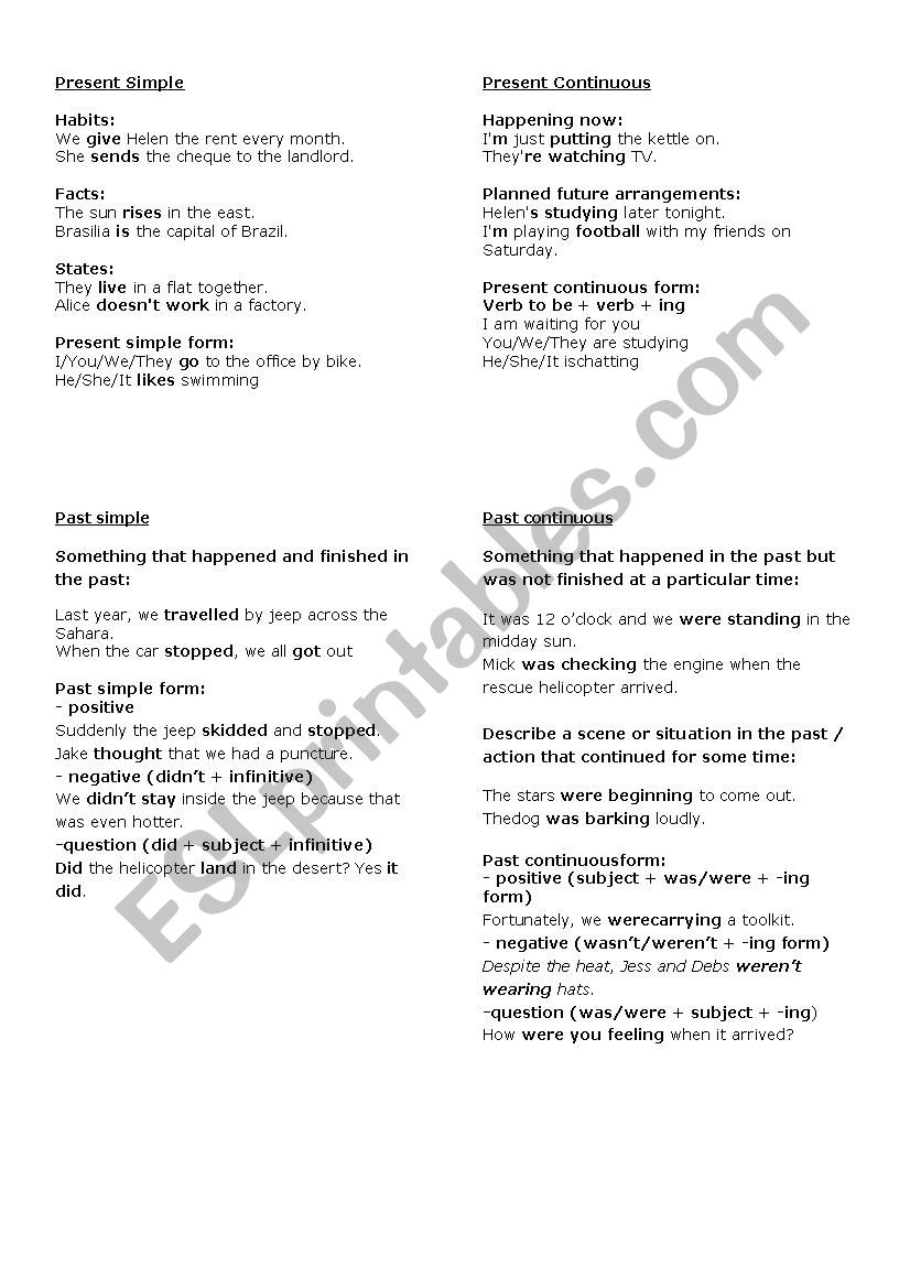 Resume (Present and Past tenses)