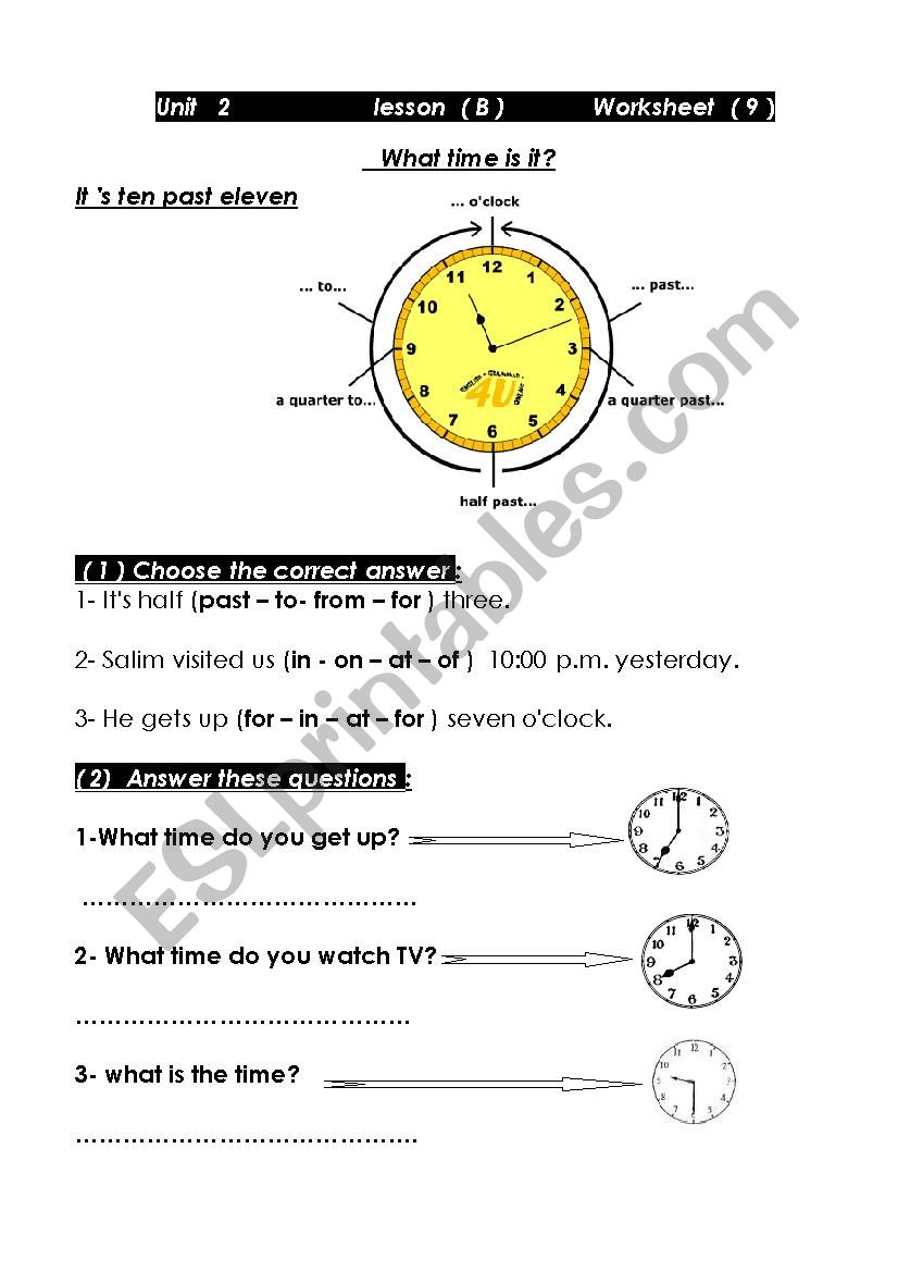 What time is it?  worksheet