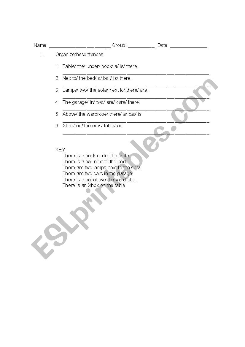PREPOSITIONS worksheet