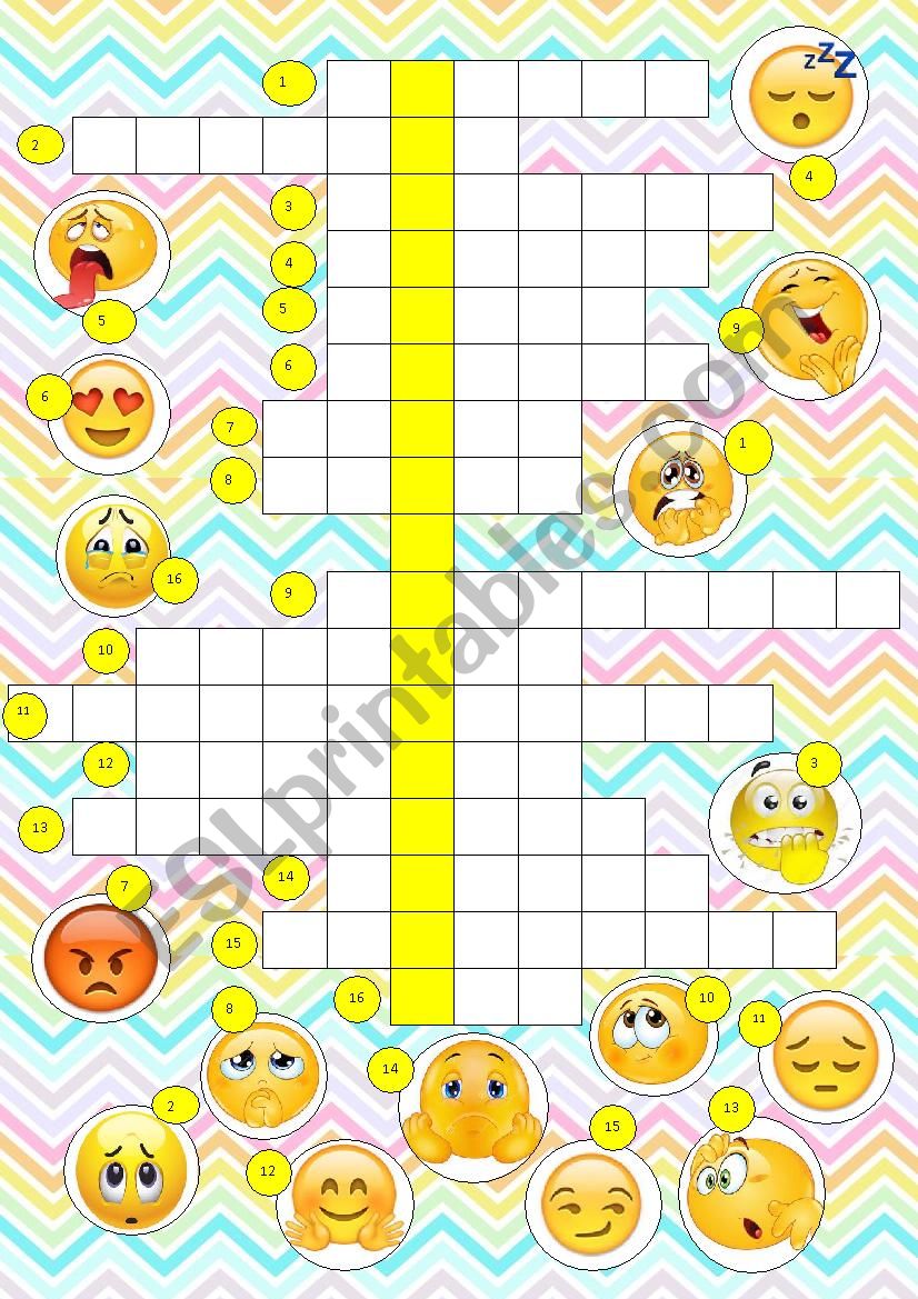 Feelings and emotions crossword