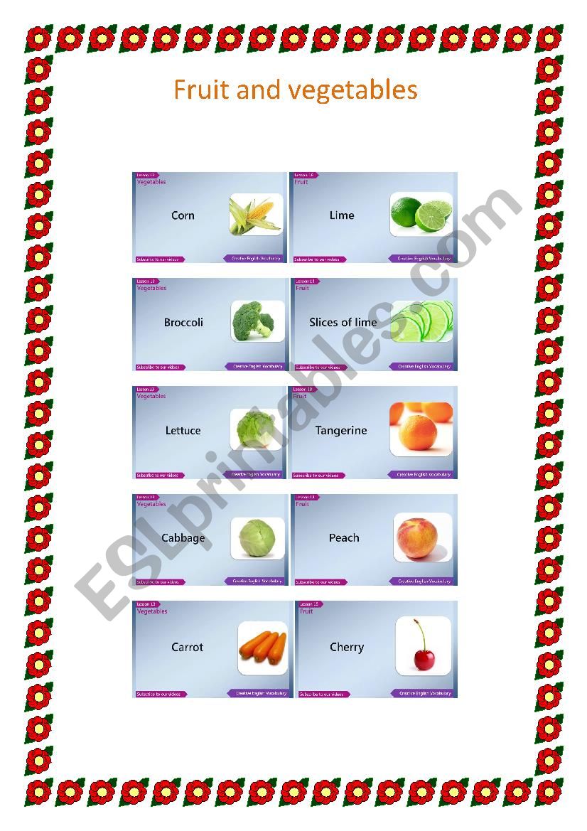Fruit and vegetables worksheet