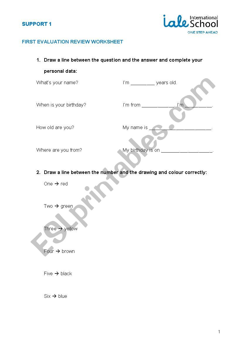 First evaluation review worksheet