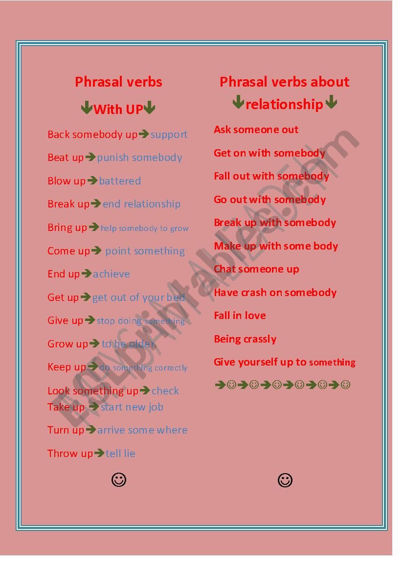 phrasal verbs worksheet