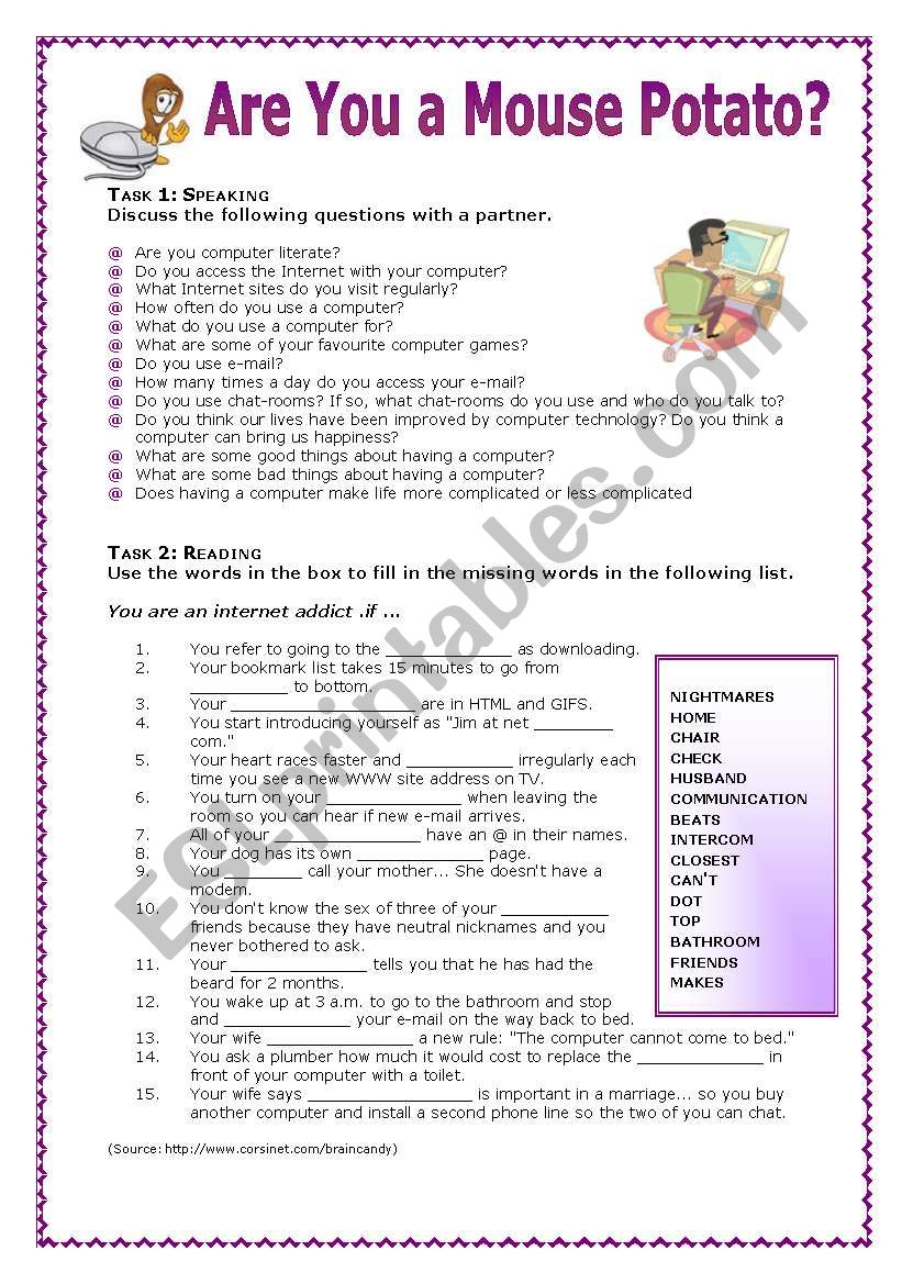 Are You a Mouse Potato?  worksheet