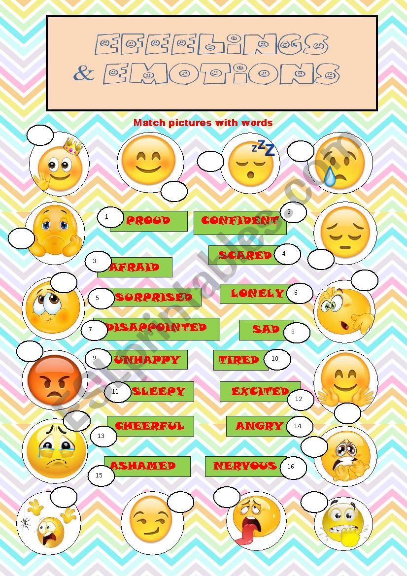 Feelings and emotions worksheet