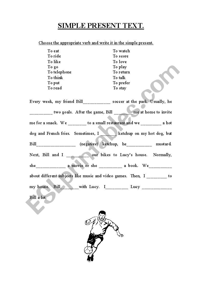 simple present text worksheet