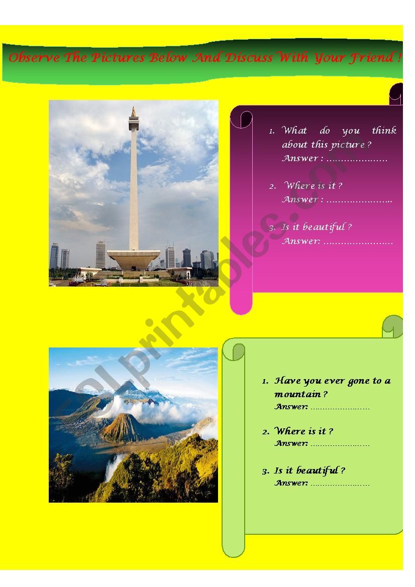 Observe The Pictures Below And Discuss With Your Friend !
