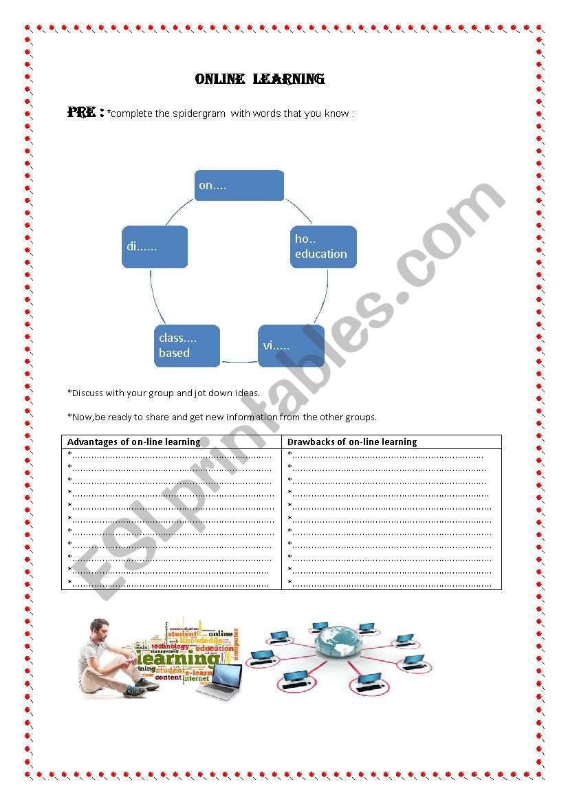 online learning worksheet