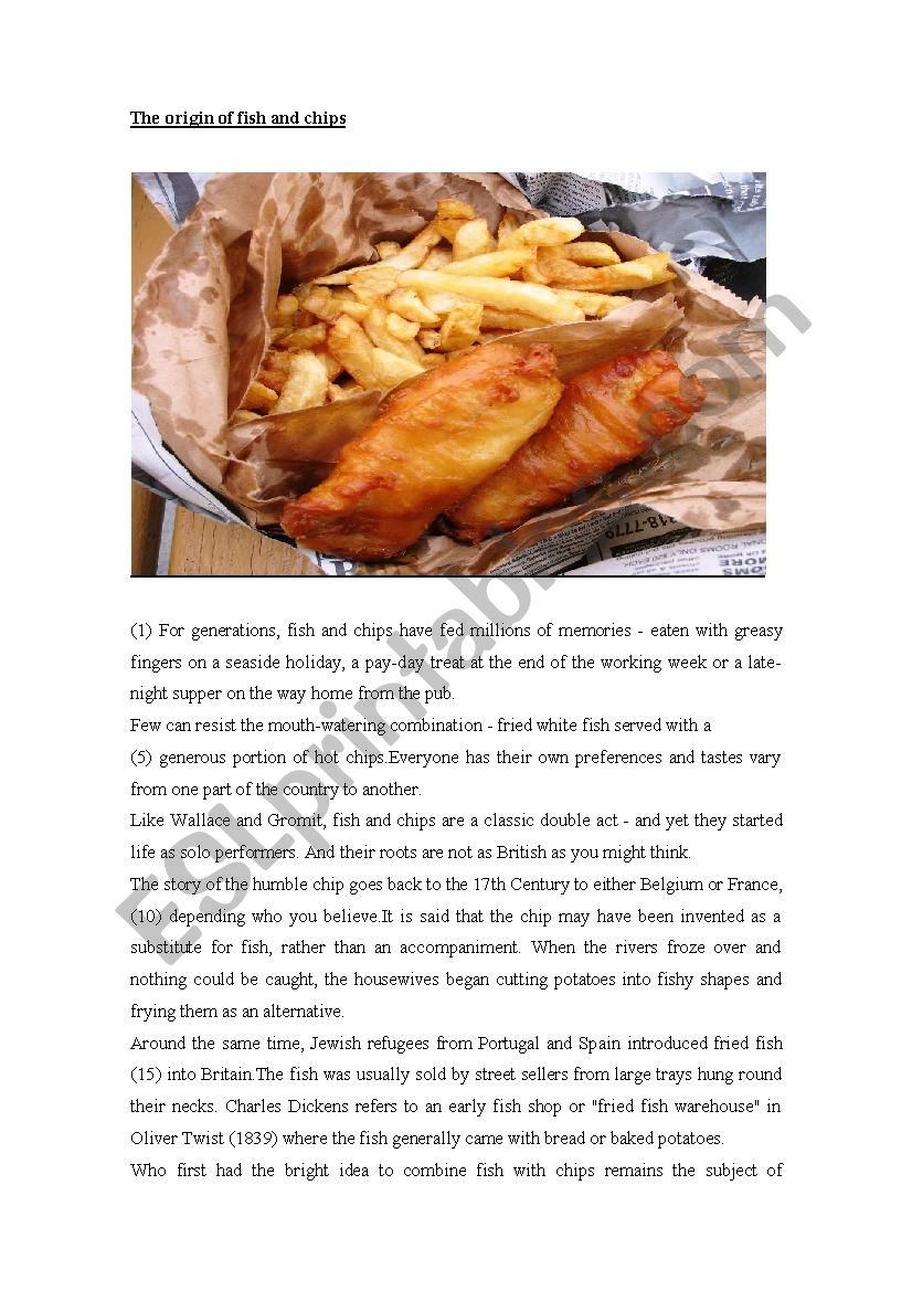 reading comprehension fish and chips