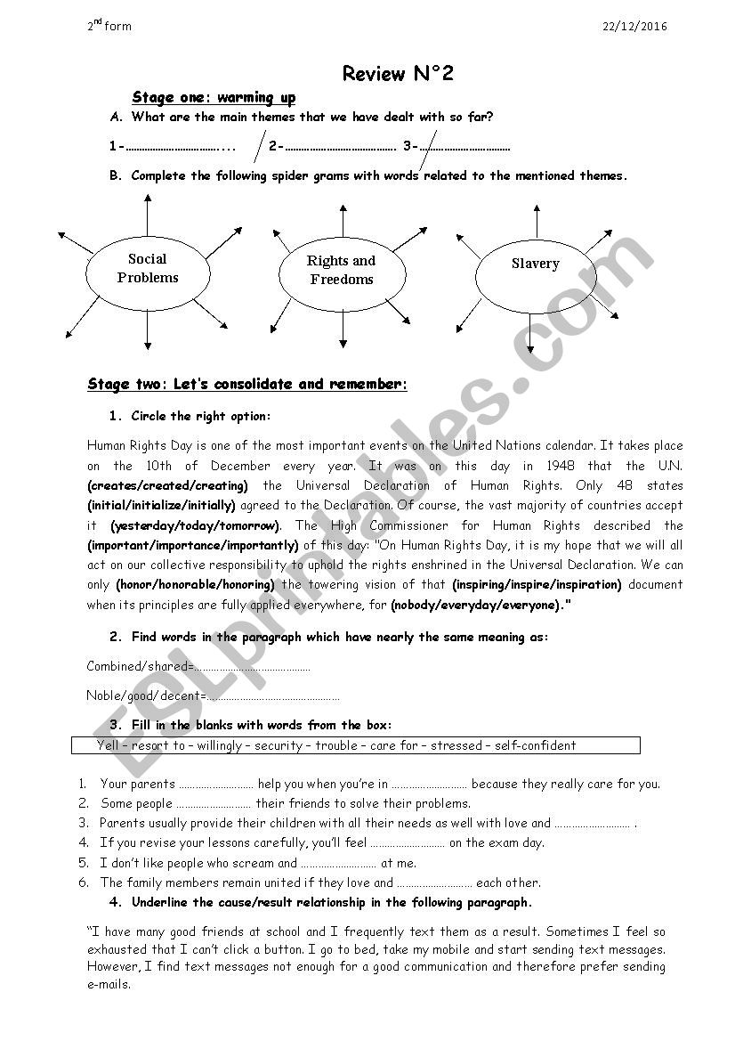 Consolidation work and Review 