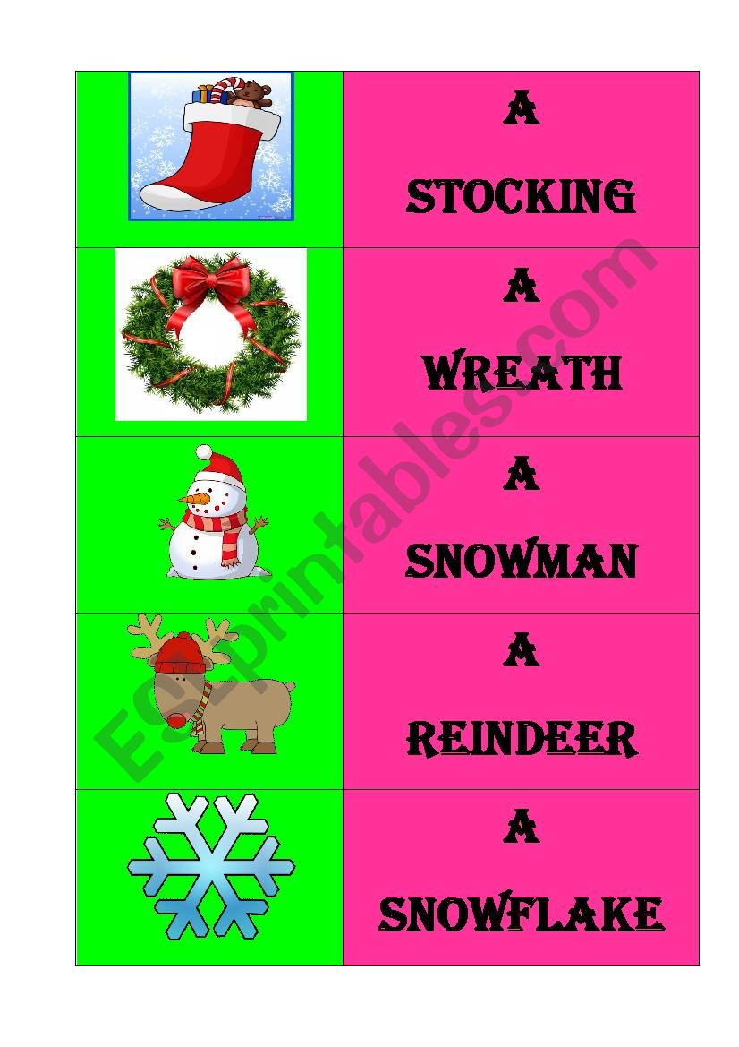 Christmas matching game worksheet