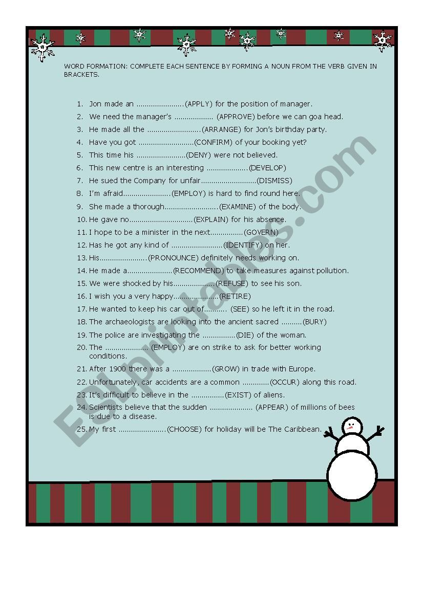 WORD FORMATION 2 worksheet