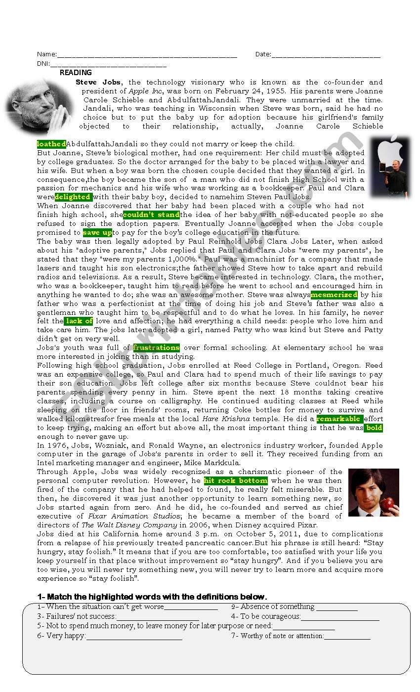 Steve Jobs, reported speech, modals, verb pattern, conditionals, writing