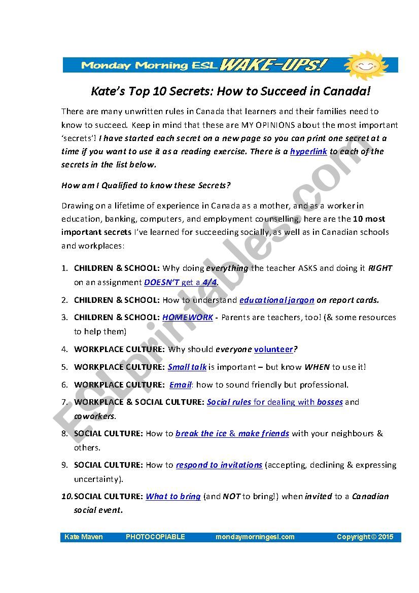 Top 10 Secrets of Success in Canadian Culture