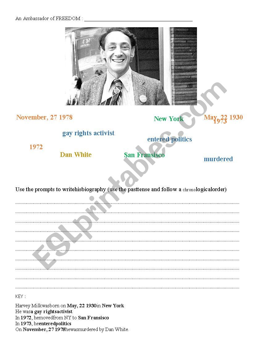 Harvey Milk´s Biography (using prompts) + KEY