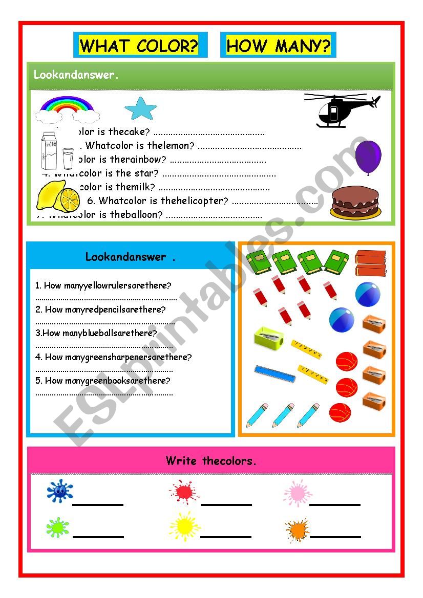 WHAT COLOR? worksheet