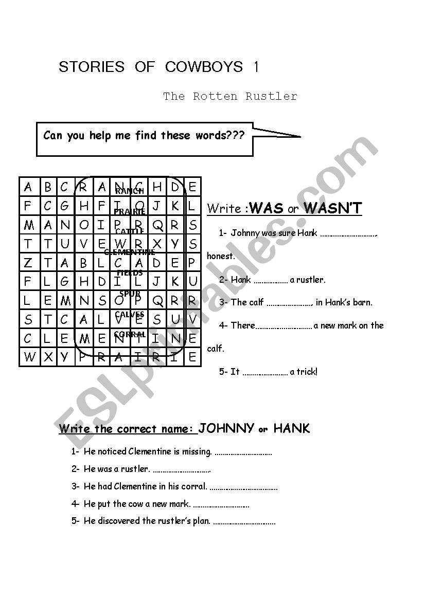 The rotten rustler worksheet