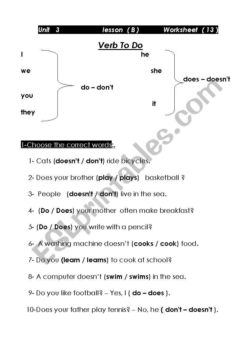 Verb To Do worksheet