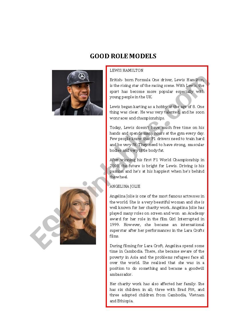 GOOD ROLE MODELS worksheet