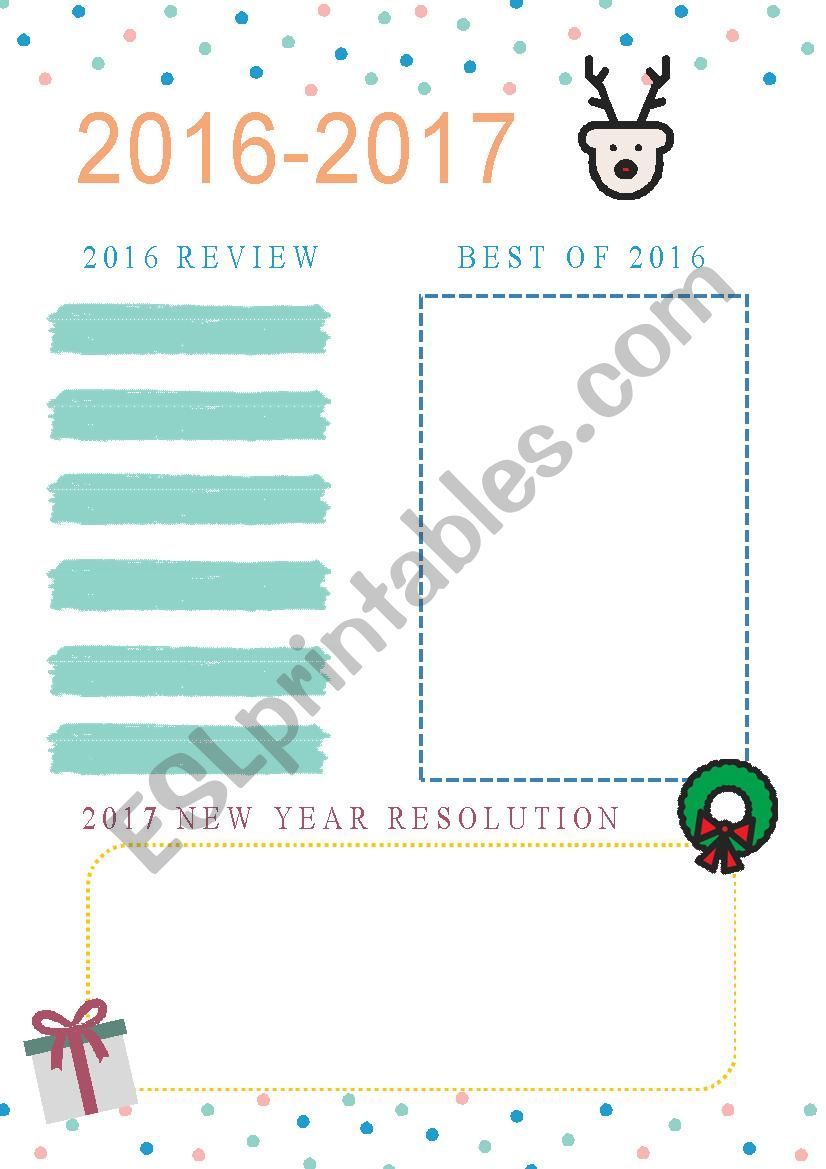 2016-2017 New year resolution worksheet