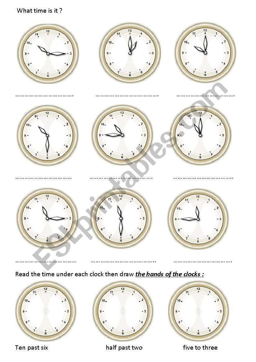  Telling the time worksheet