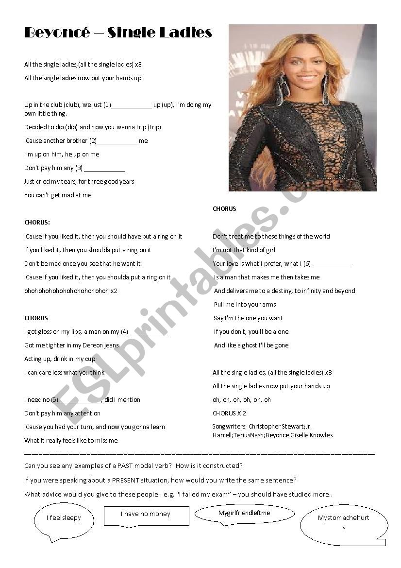 BeyoncÃ© Single Ladies for Past Modal Verb